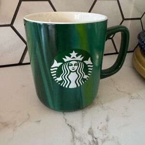 Starbucks Dark Green and White Ceramic Logo Mug